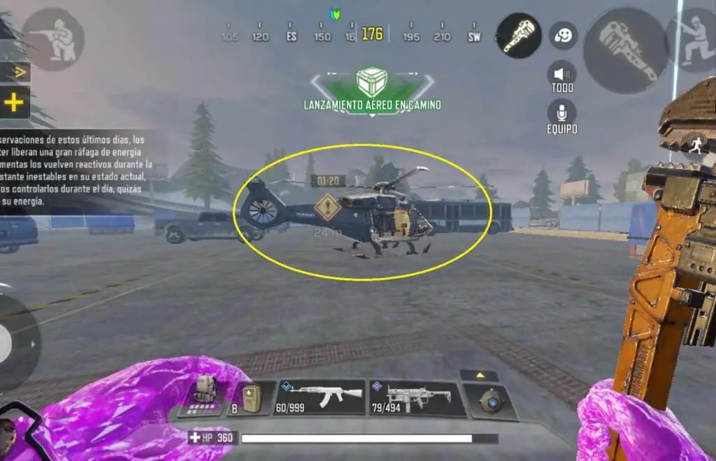 Helicoptero estacion de autobuses modo zombies cod mobile