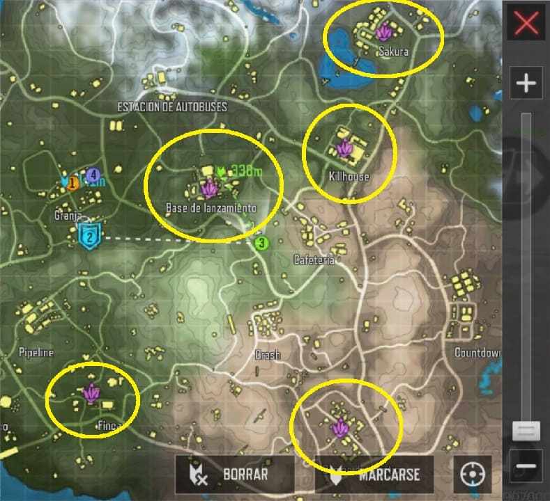 Ubicaciones con muchos recursos modo zombies