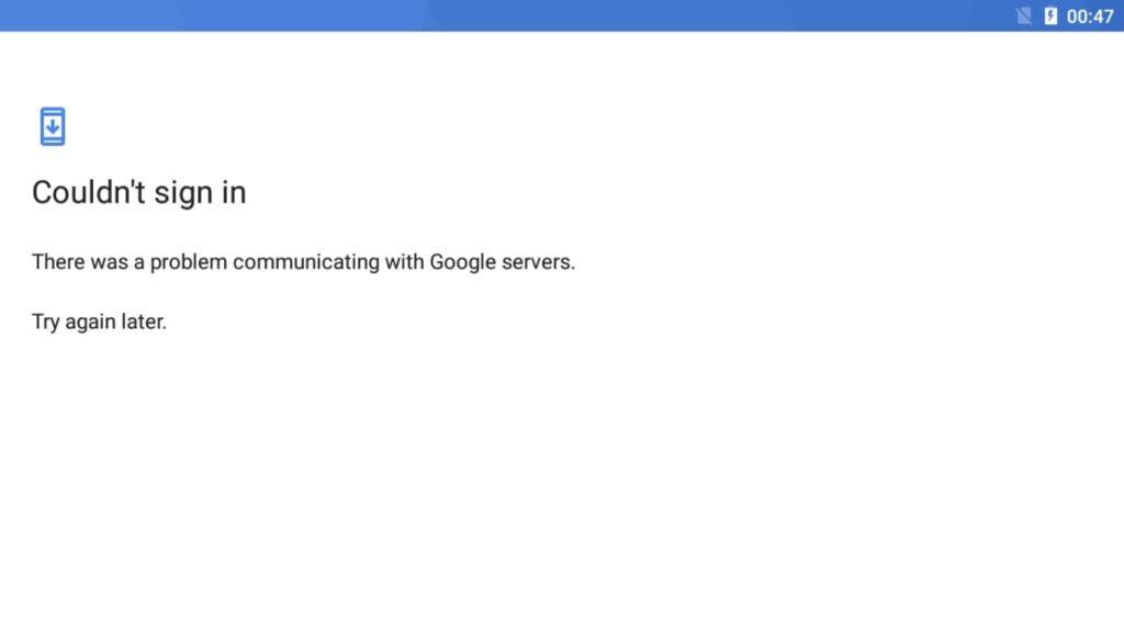 Solucionar Error: Couldn't sign in There was a problem communicating with Google servers. Try again later.
