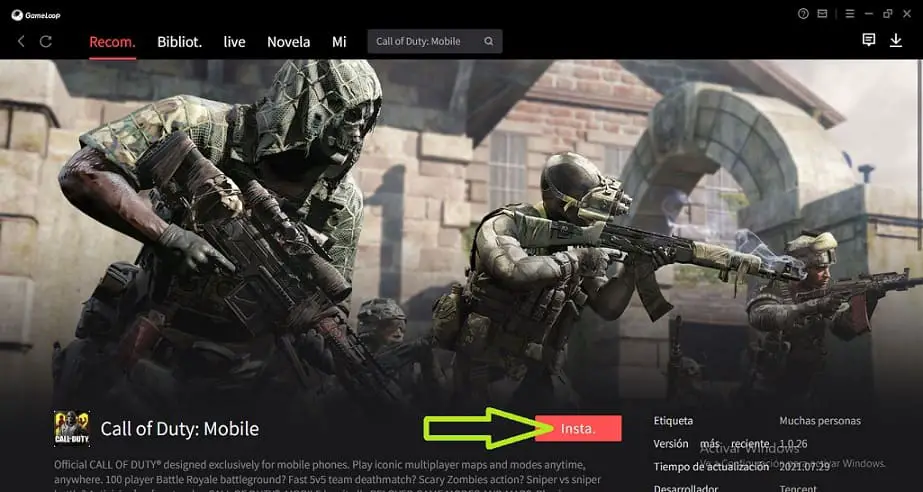 Instalar call of duty mobile en windows con un wmulador