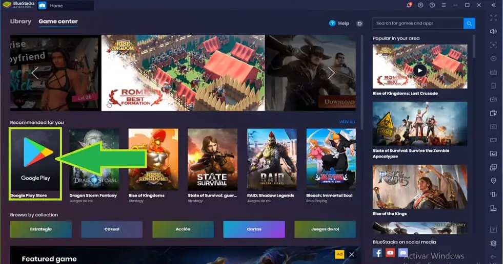 Abrie Play Store en bluestacks