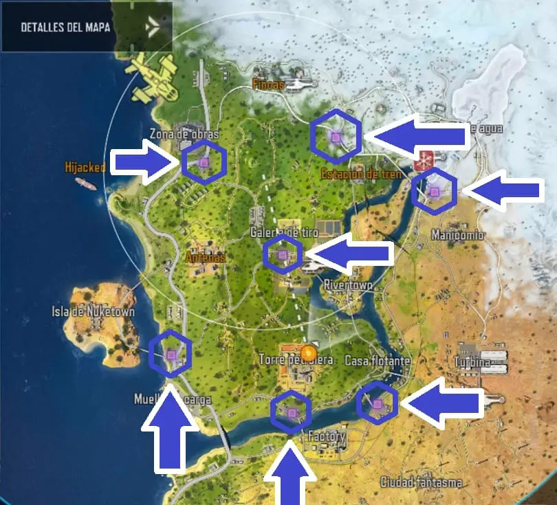 Ubicación de la terminal de mejora en el mapa Blackout de battle royale