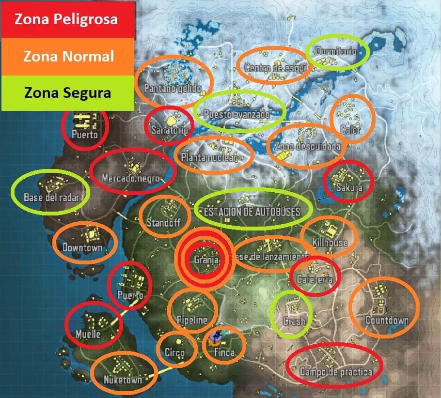 Mapa BR "Isolated" Mejores Lugares Para Caer COD Mobile 2023