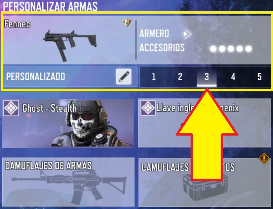 Captura del armamento y las armas equipadas en el modo zombies de cod mobile