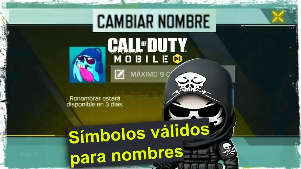 Imagen con Símbolos válidos para nombres disponibles para Call of Duty Mobile